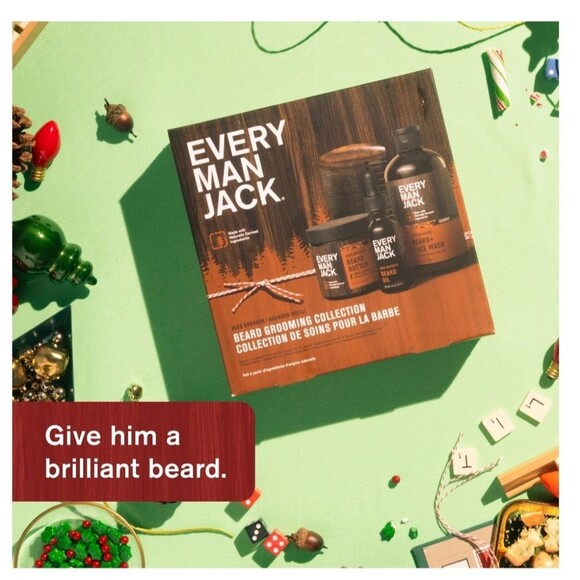 Every Man Jack Men's Aged Bourbon Beard Kit Holiday Gift Set, Face Wash, Beard B - Picture 10 of 12